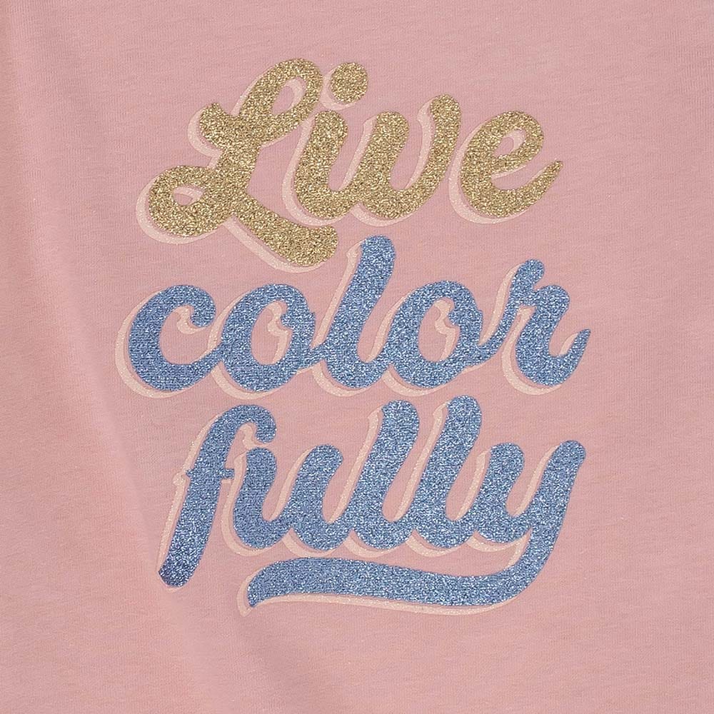 جينجرسنابس بلوزة بطبعة لامعة كم قصير بناتي وردي باهت