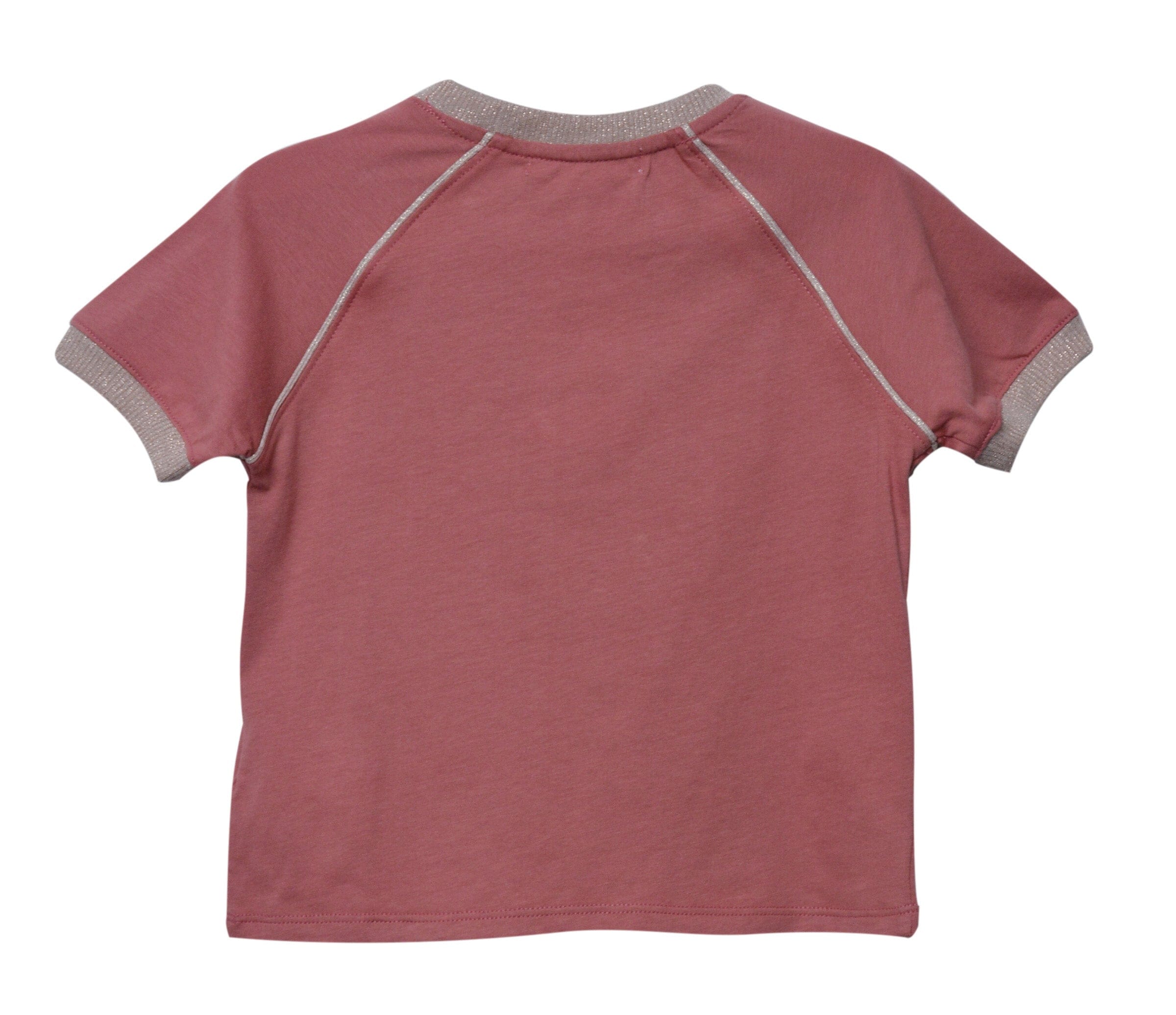 جينجرسنابس تي شيرت بناتي منقوش بقشر سمك نص كم وردي تان