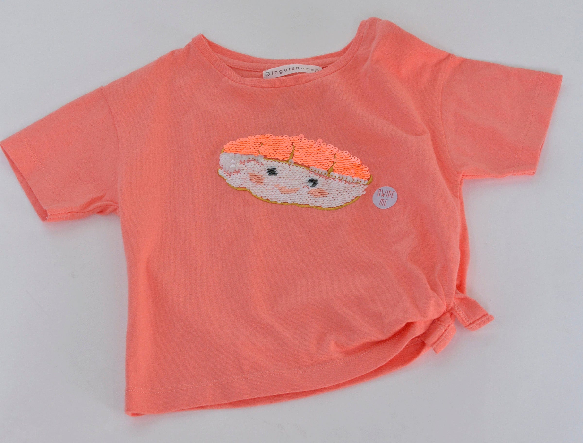 جينجرسنابس بلوزة بناتي بتطريز خيط وفيونكة جانبية وردي صدفي