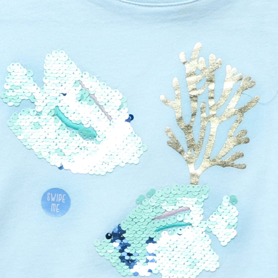 جينجرسنابس تي شيرت بناتي بطبعة لامعة مسحوق أزرق