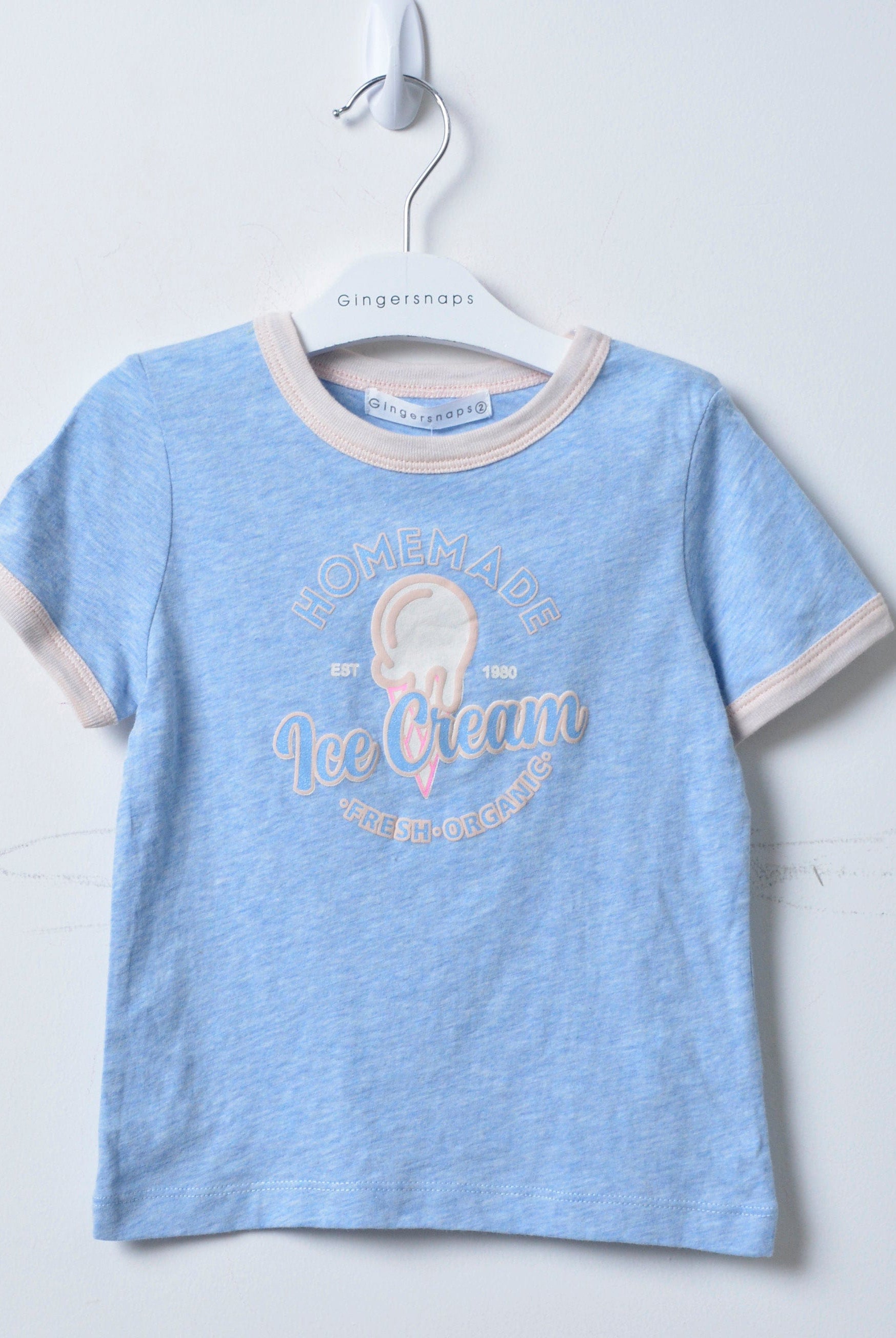جينجرسنابس تيشيرت بطبعة أيس كريم بناتي أزرق فاتح