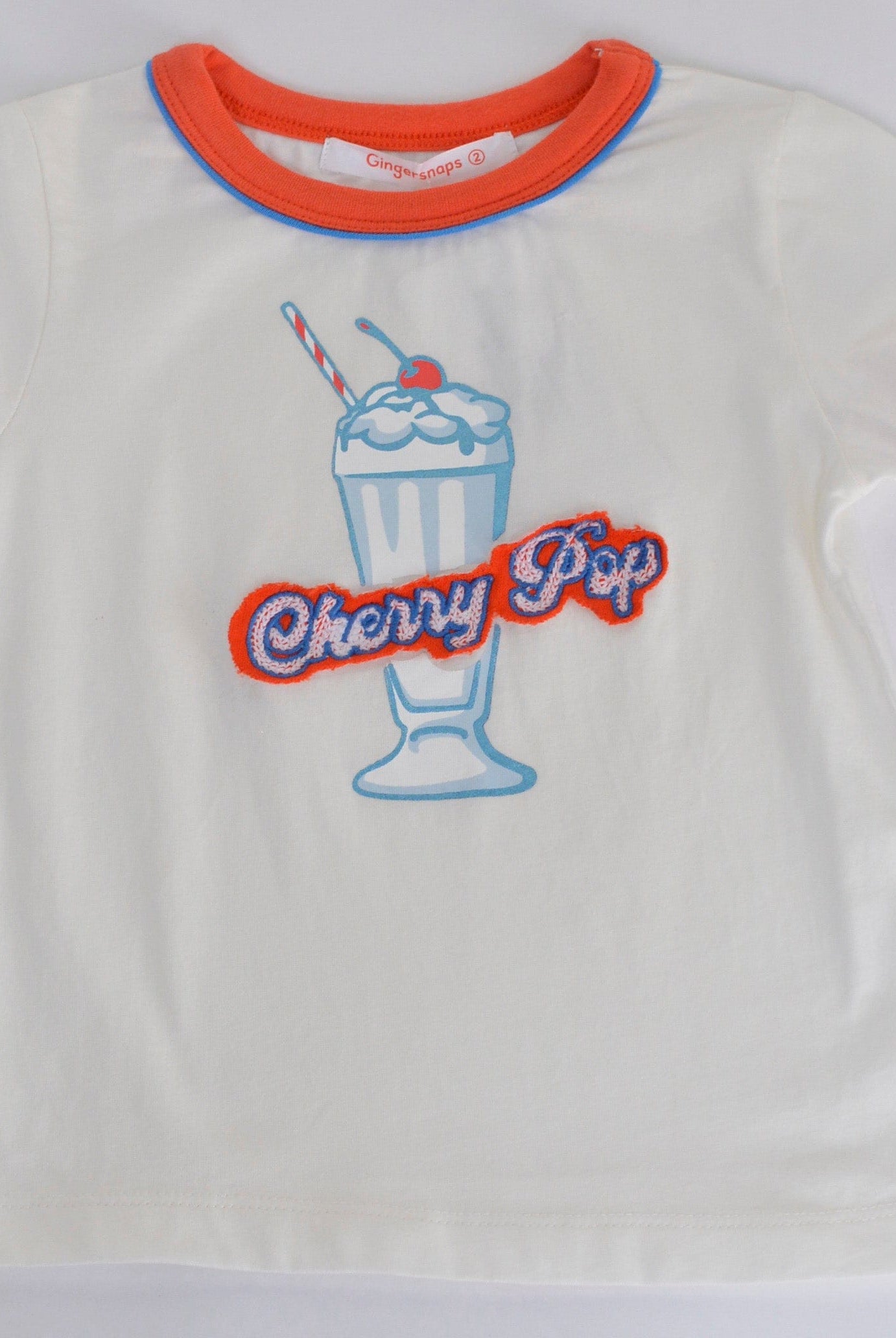 جينجرسنابس تيشيرت بطابعة على الصدر كم قصير بناتي أوف وايت فاتح