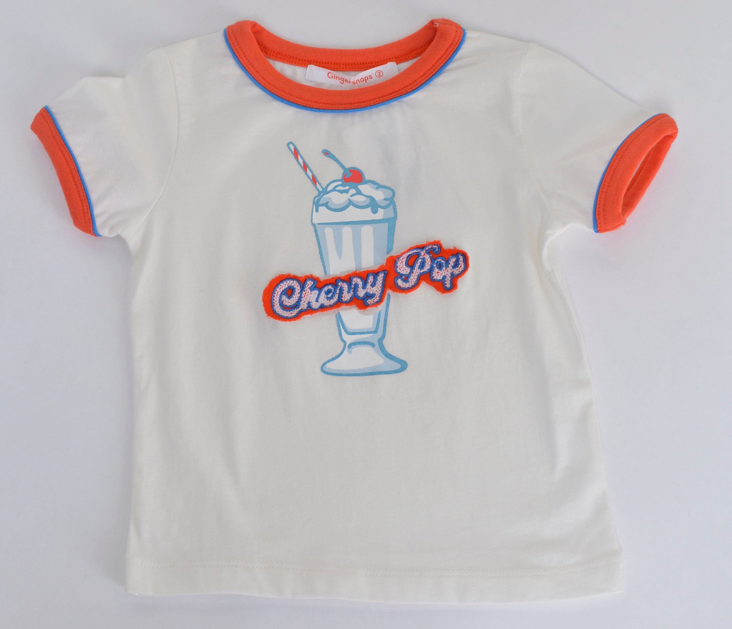 جينجرسنابس تيشيرت بطابعة على الصدر كم قصير بناتي أوف وايت فاتح