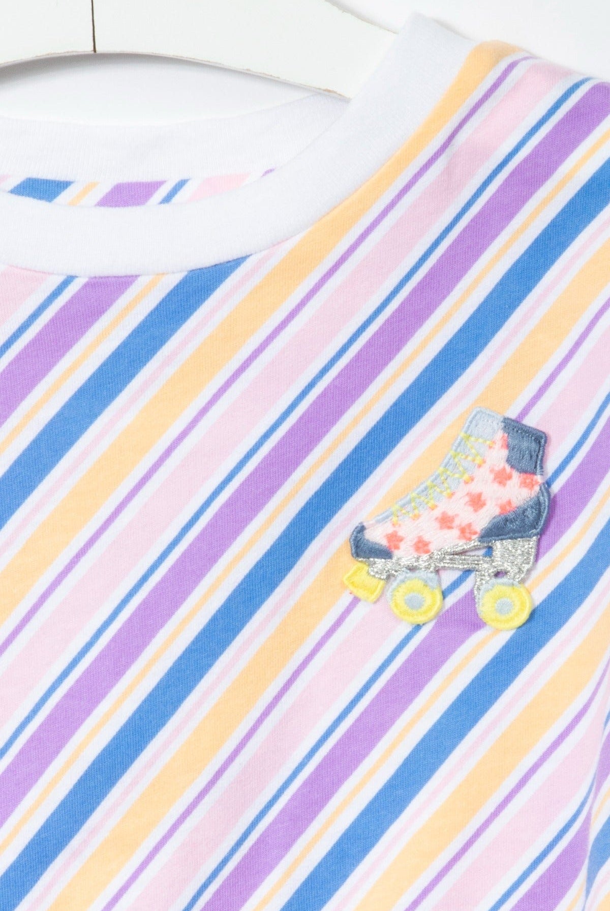 جينجرسنابس تيشيرت مخطط مموج كم قصير بناتي متعدد الألوان