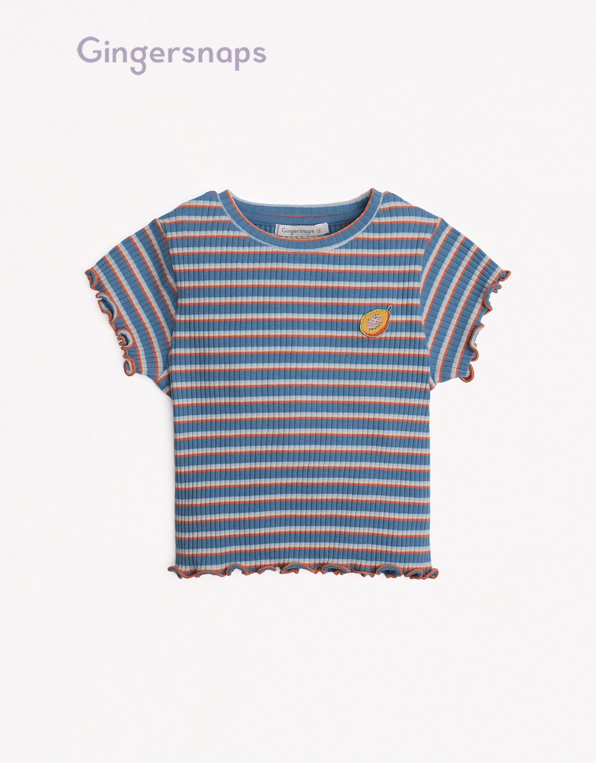 جينجرسنابس تيشيرت مخطط بالعرض كم قصير مكشكش بناتي متعدد الألوان