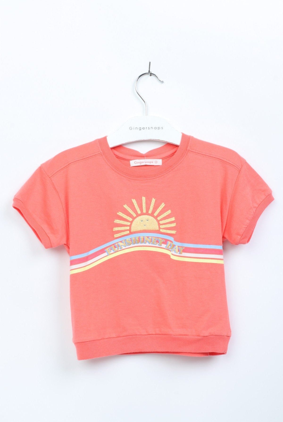 جينجرسنابس تيشيرت كم قصير بناتي أحمر بنفسجي