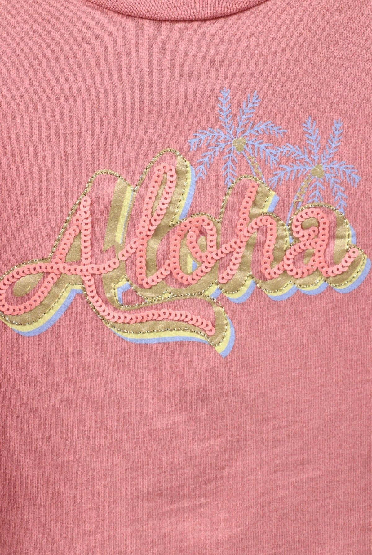 جينجرسنابس تي شيرت بناتي نص كم بنقشة طائر زهري