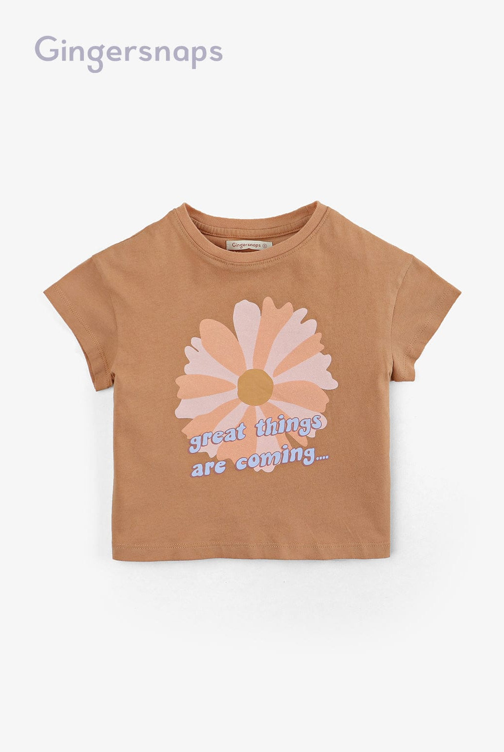 جينجرسنابس تيشيرت بنات بطبعة وردة بني