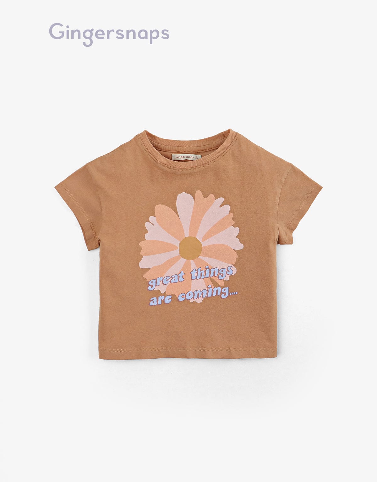 جينجرسنابس تيشيرت بنات بطبعة وردة بني