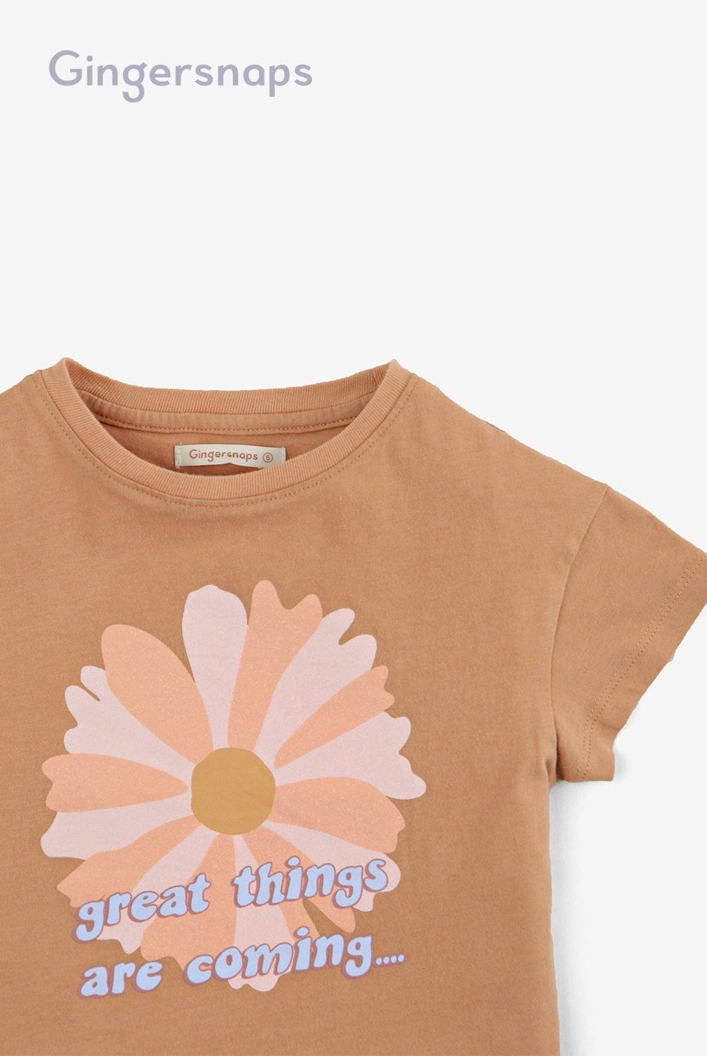 جينجرسنابس تيشيرت بنات بطبعة وردة بني