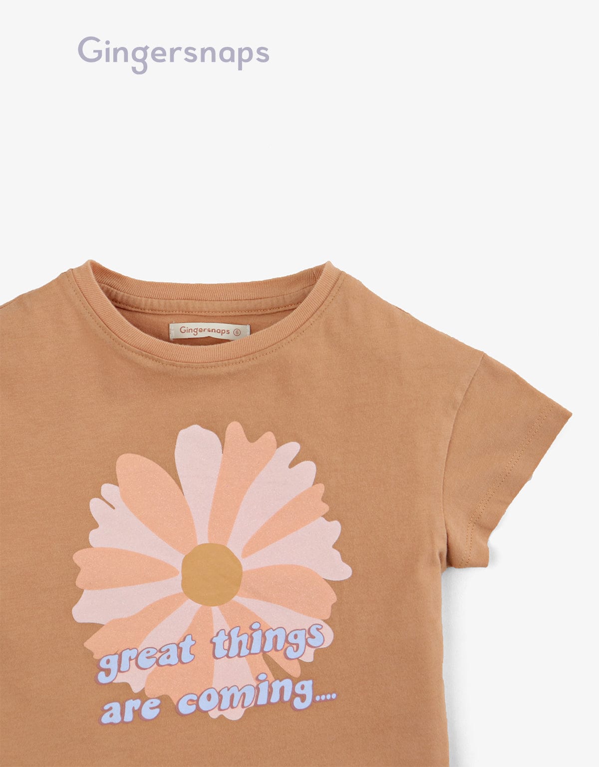 جينجرسنابس تيشيرت بنات بطبعة وردة بني