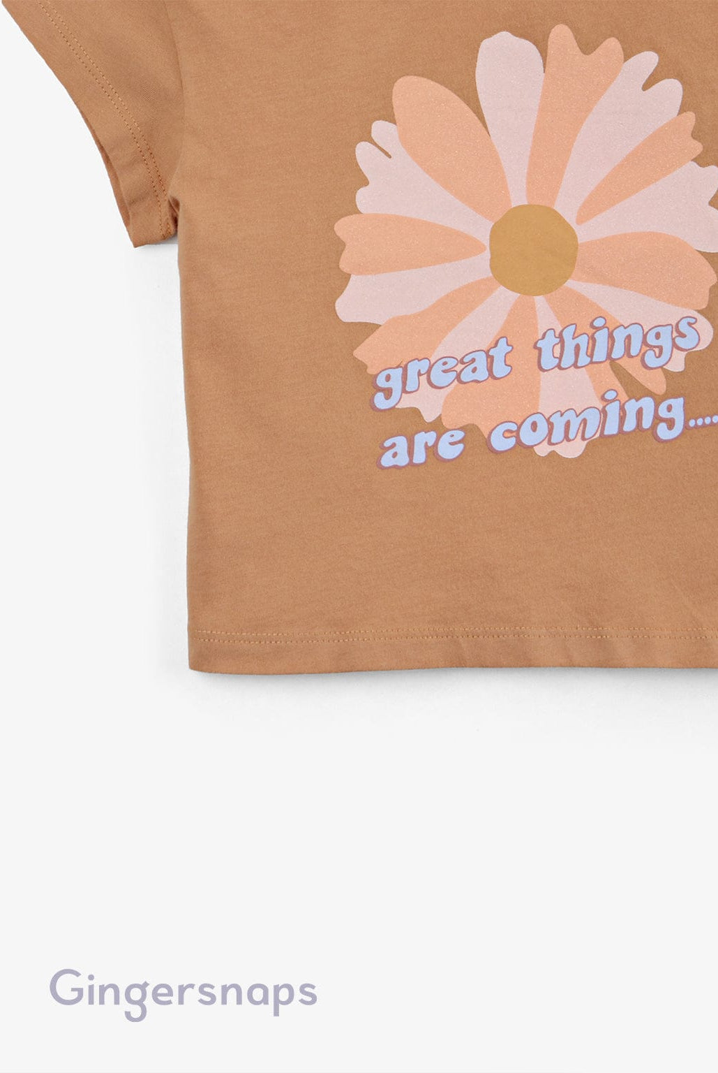 جينجرسنابس تيشيرت بنات بطبعة وردة بني