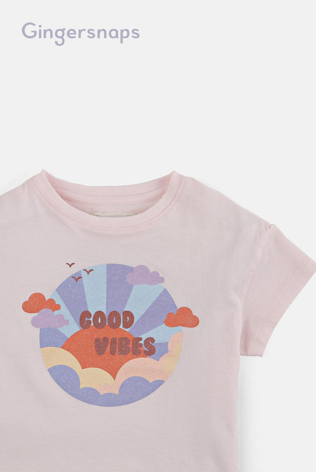 جينجرسنابس تي شيرت بناتي بطبعة شمس وردي