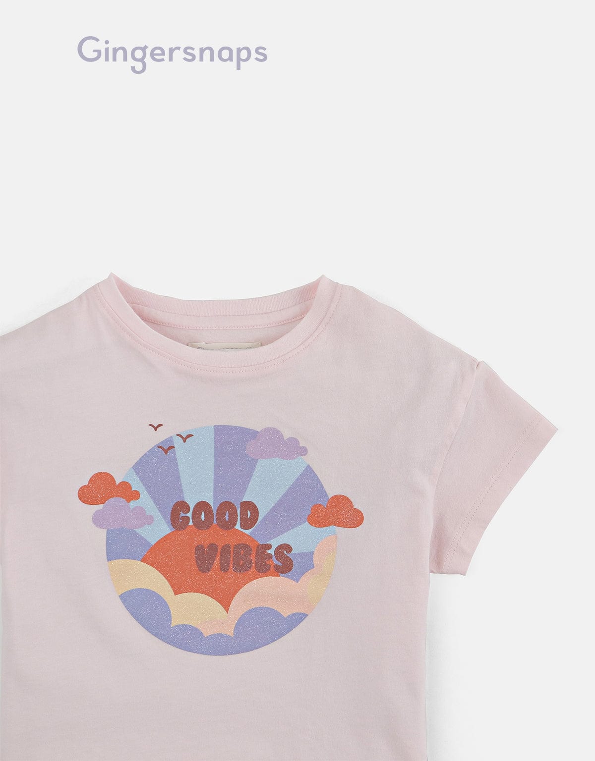 جينجرسنابس تي شيرت بناتي بطبعة شمس وردي