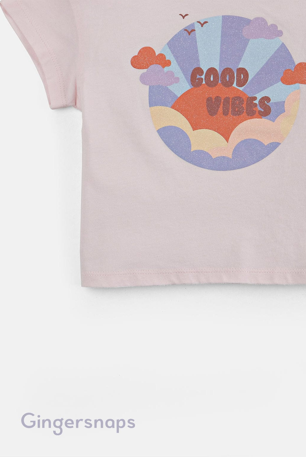 جينجرسنابس تي شيرت بناتي بطبعة شمس وردي