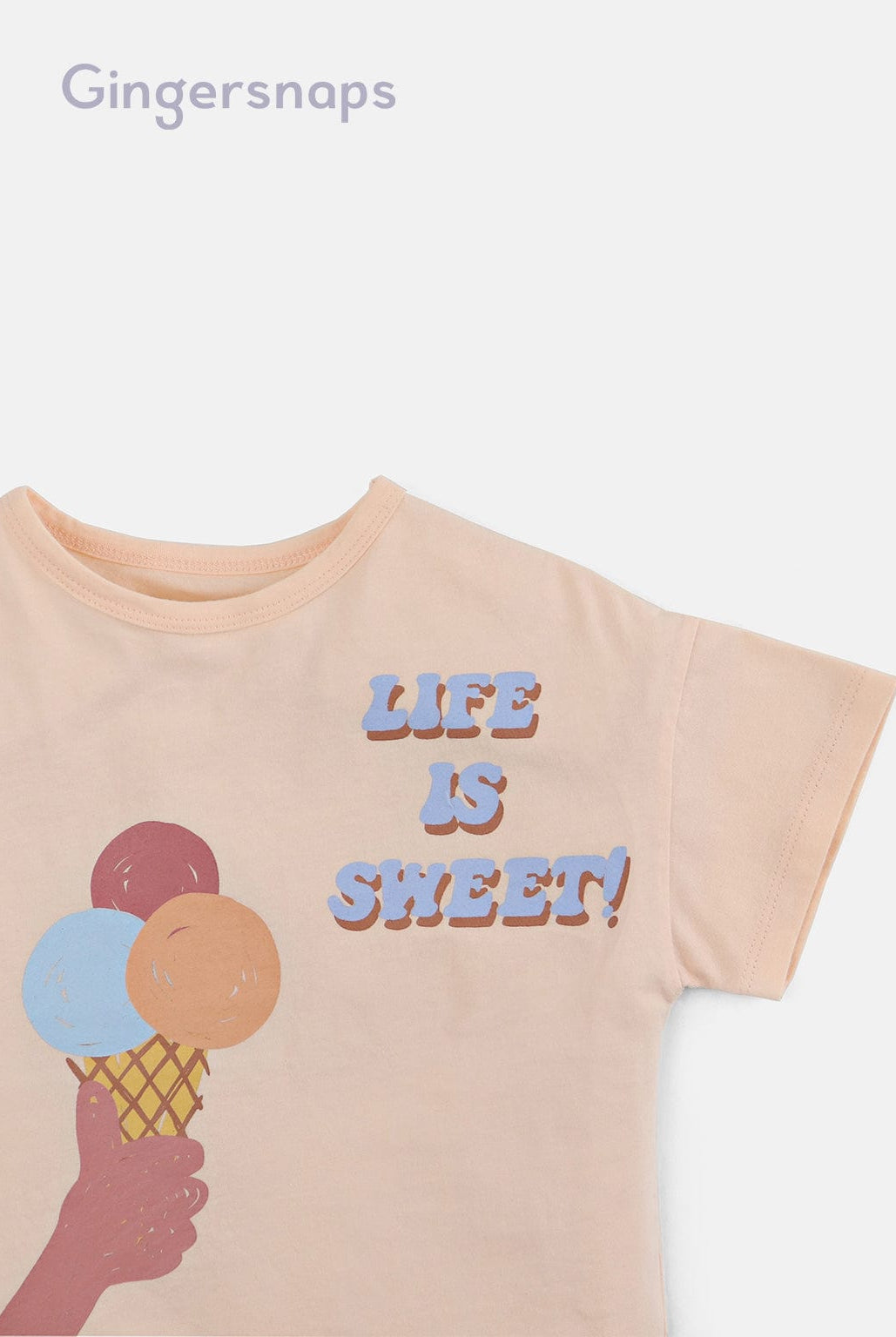 جينجرسنابس تي شيرت بنات بطبعة أيس كريم أحمر بنفسجي