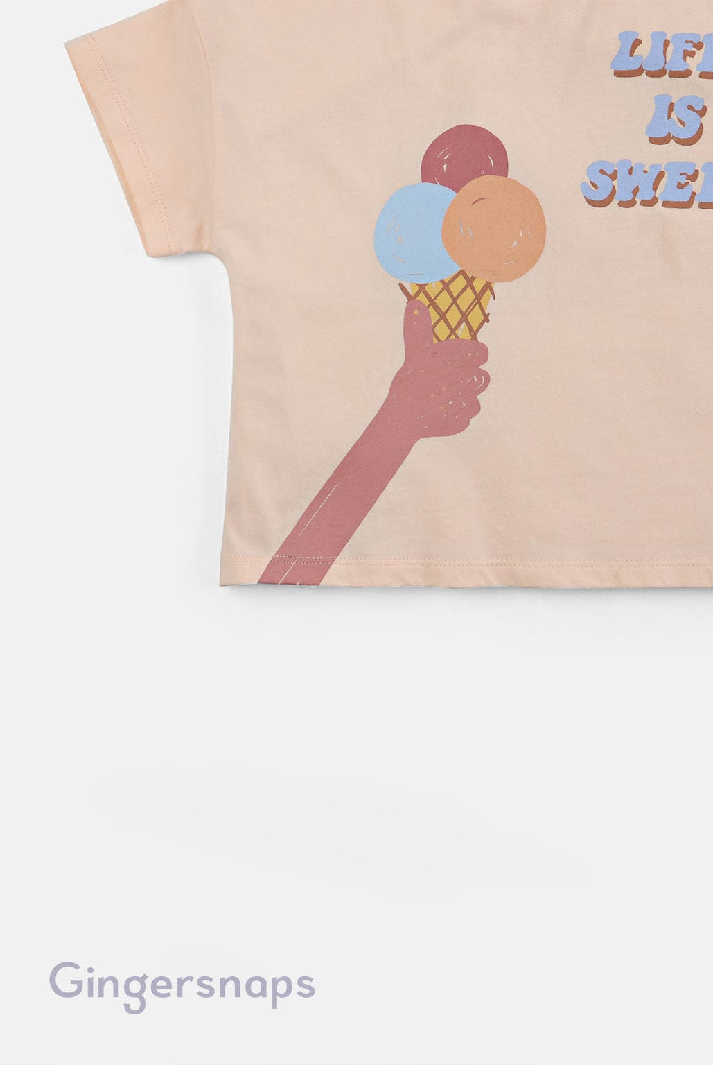 جينجرسنابس تي شيرت بنات بطبعة أيس كريم أحمر بنفسجي