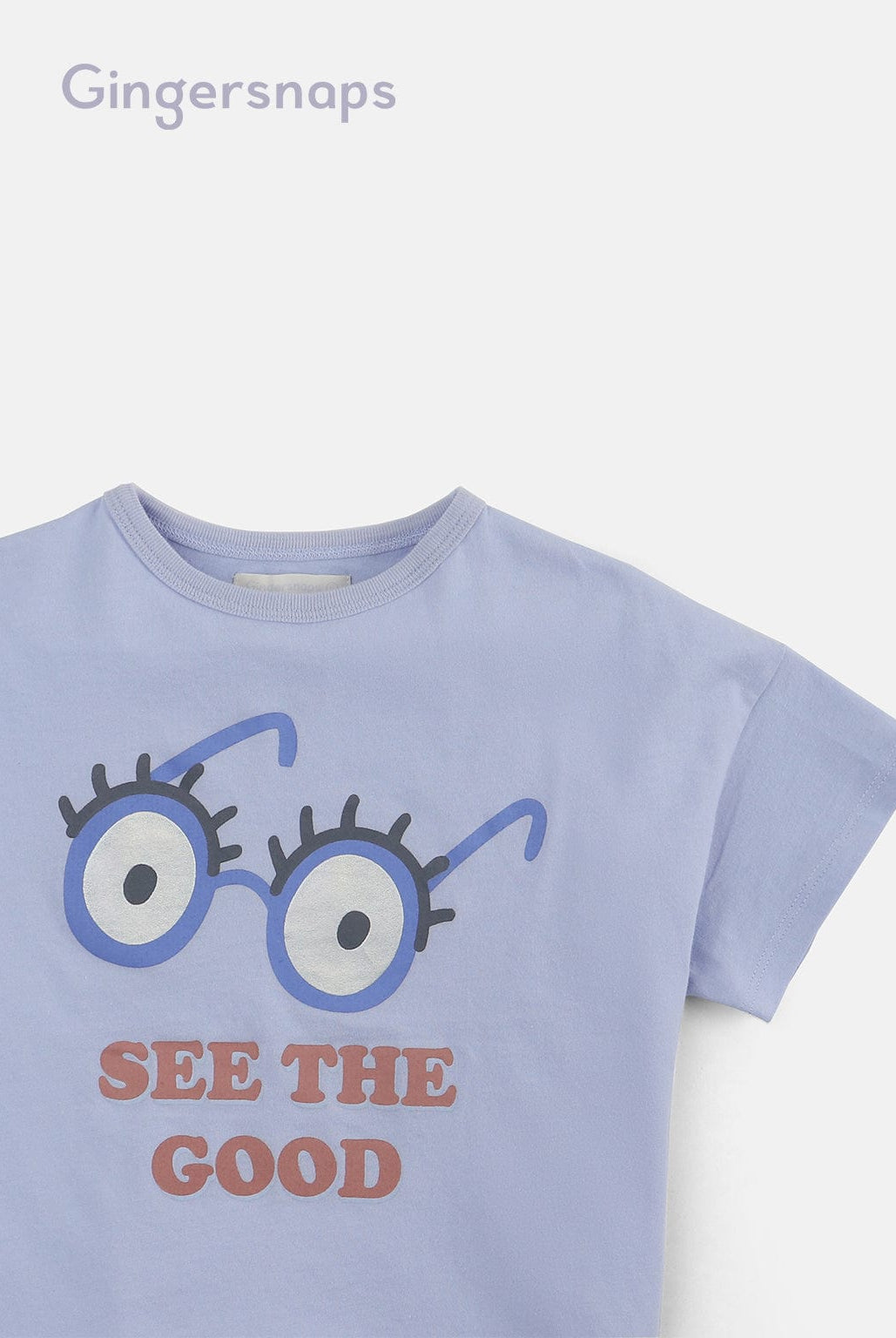 جينجرسنابس تي شيرت بنات بطبعة نظارة أزرق