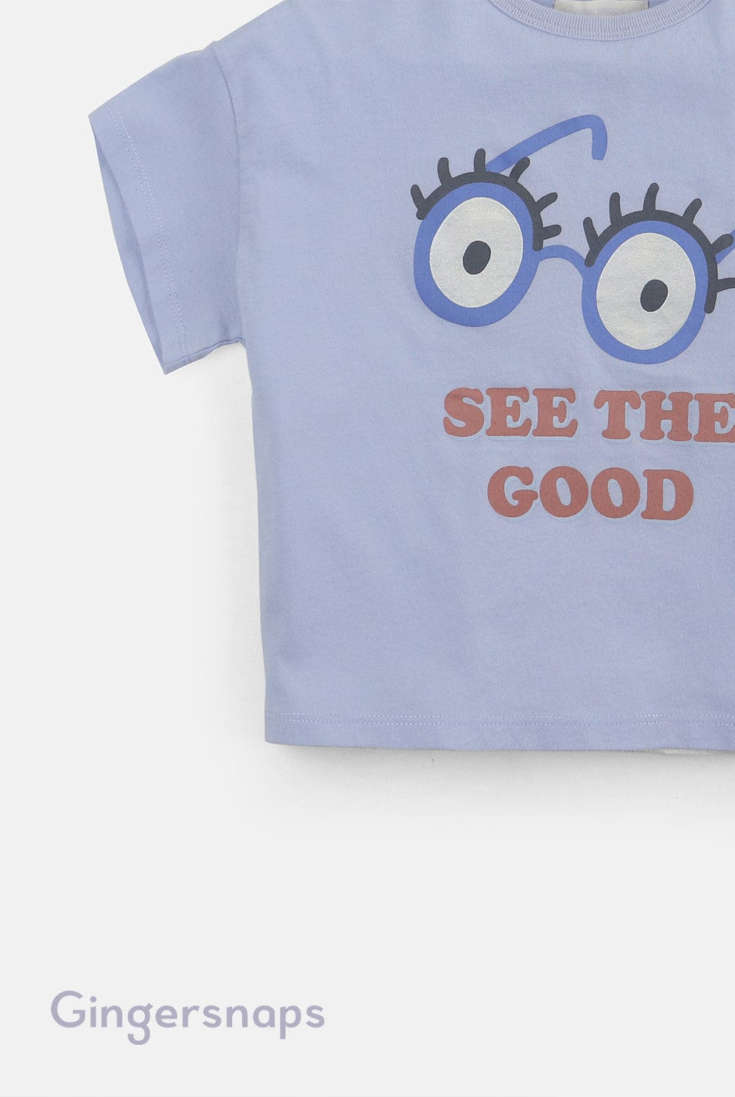 جينجرسنابس تي شيرت بنات بطبعة نظارة أزرق