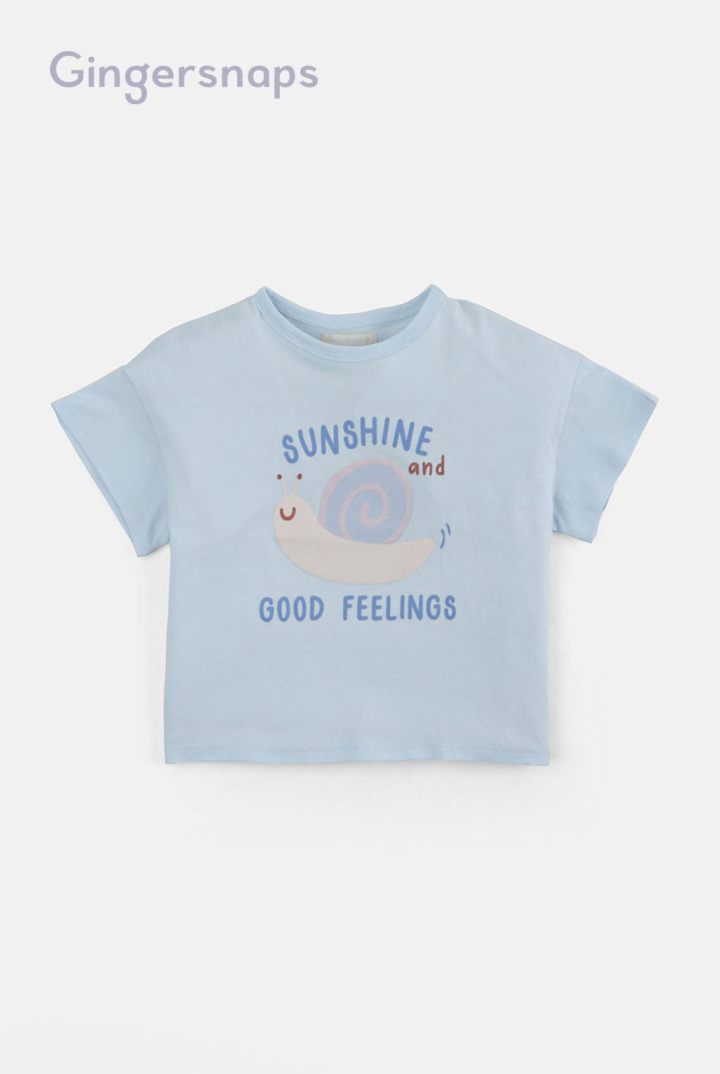 جينجرسنابس تي شيرت بنات بطبعة حلزون أزرق