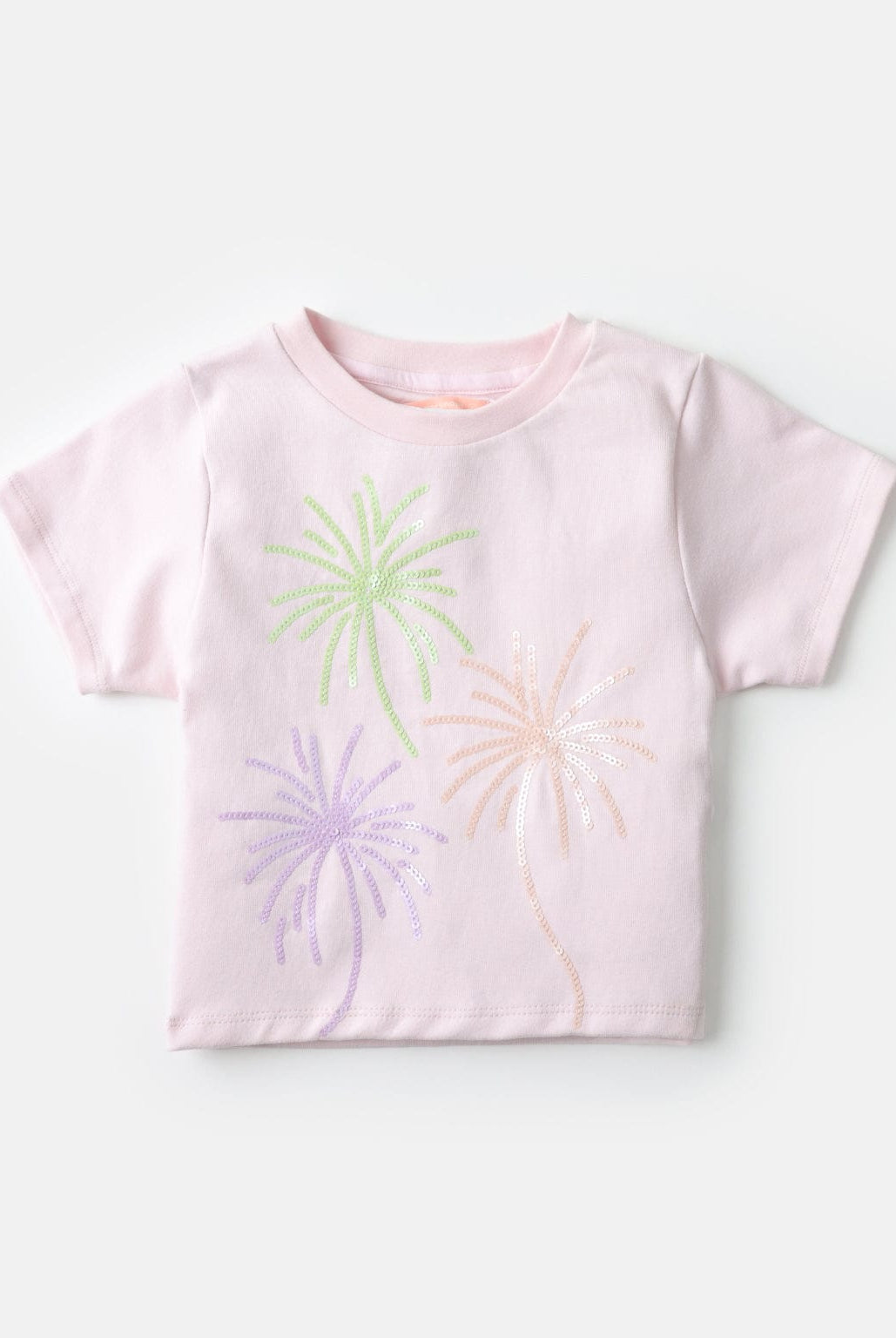 جينجرسنابس تيشيرت بناتي مطرز على شكل ورد كم قصير وردي