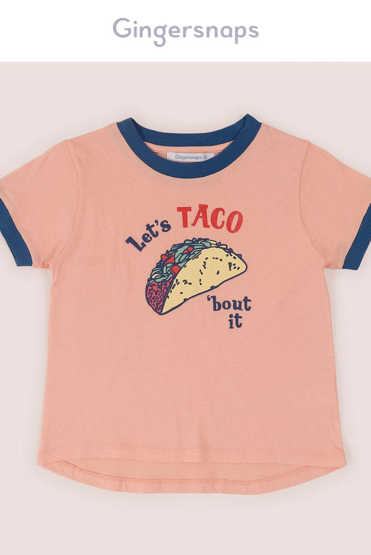 جينجرسنابس تي شيرت بناتي بطبعة تاكو أحمر بنفسجي