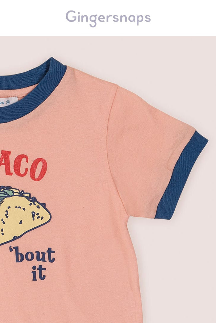 جينجرسنابس تي شيرت بناتي بطبعة تاكو أحمر بنفسجي