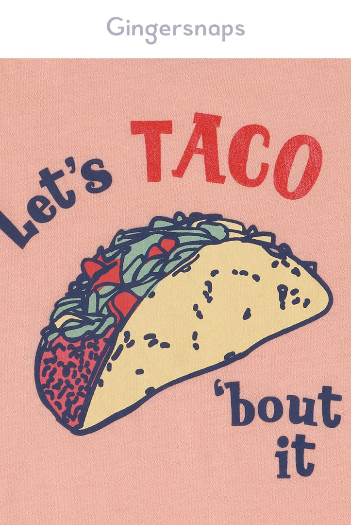 جينجرسنابس تي شيرت بناتي بطبعة تاكو أحمر بنفسجي