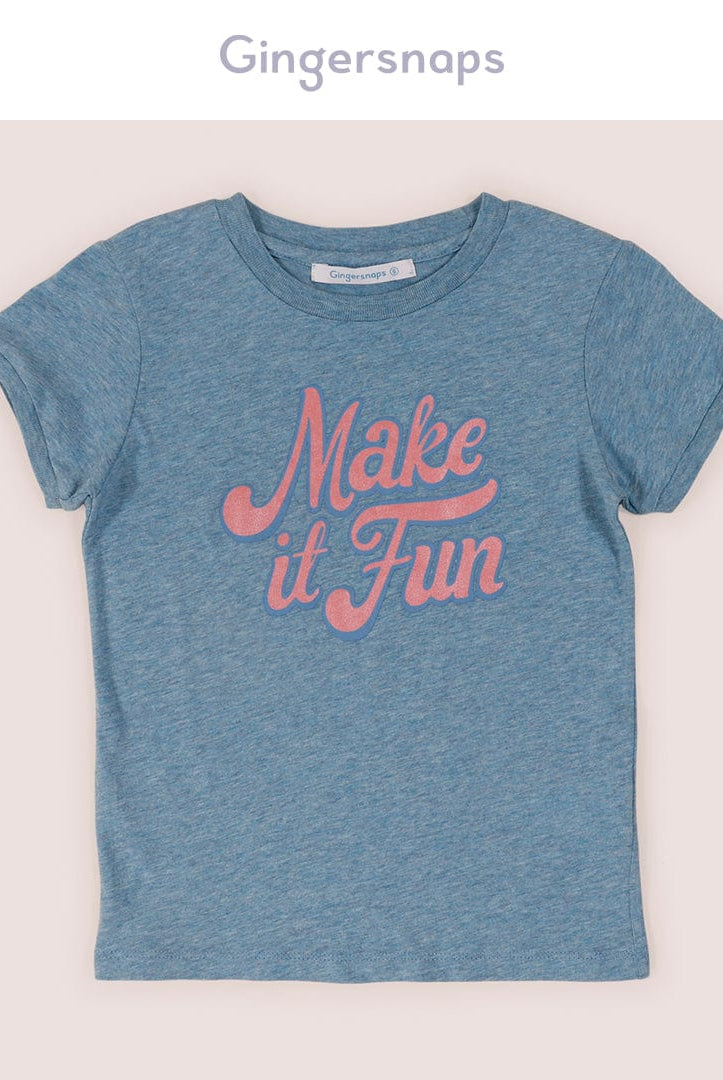 جينجرسنابس تي شيرت بناتي بطبعة كتابة أزرق فيروزي