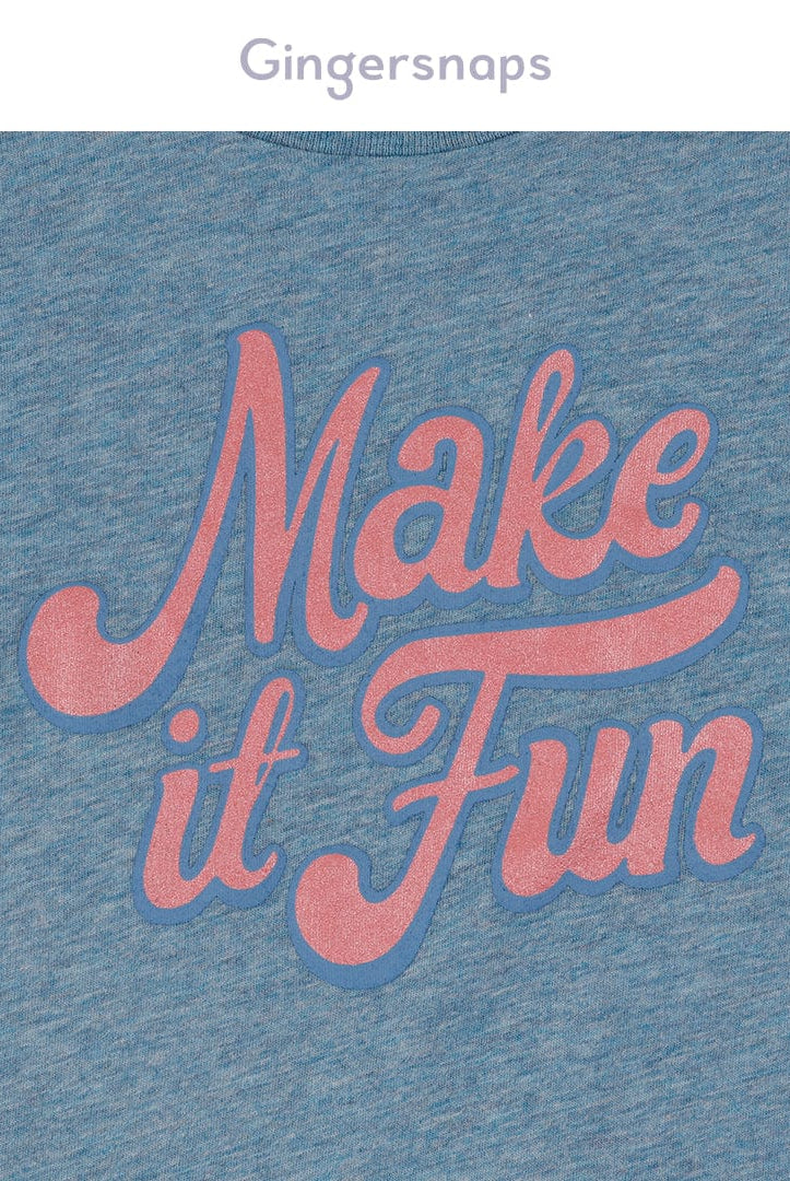 جينجرسنابس تي شيرت بناتي بطبعة كتابة أزرق فيروزي