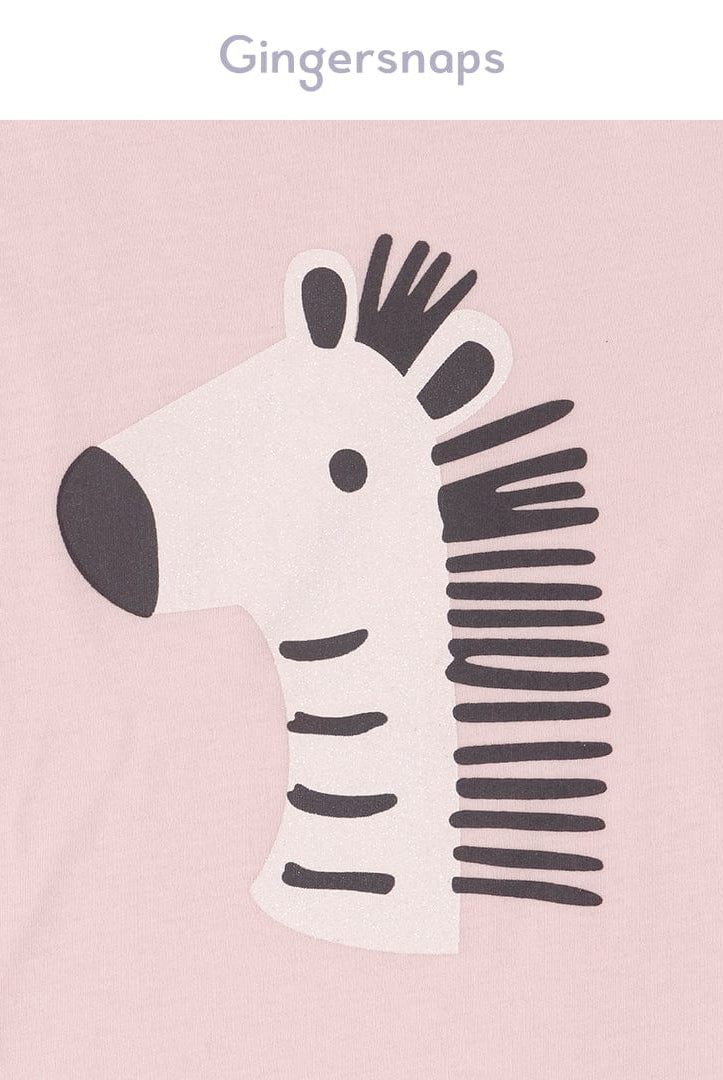 جينجرسنابس تي شيرت بناتي بطبعة حمار وحشي وردي فاتح