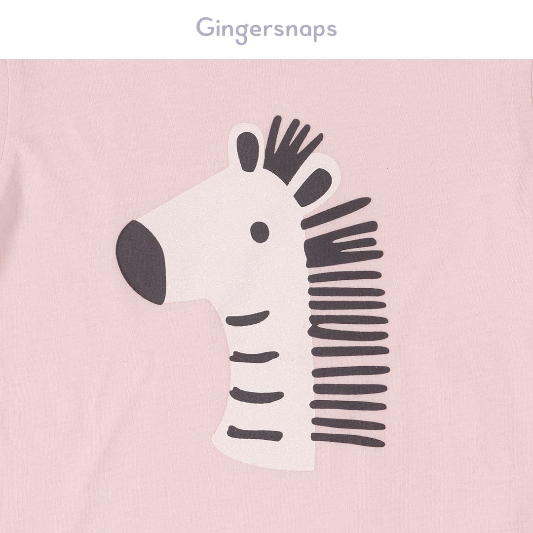 جينجرسنابس تي شيرت بناتي بطبعة حمار وحشي وردي فاتح