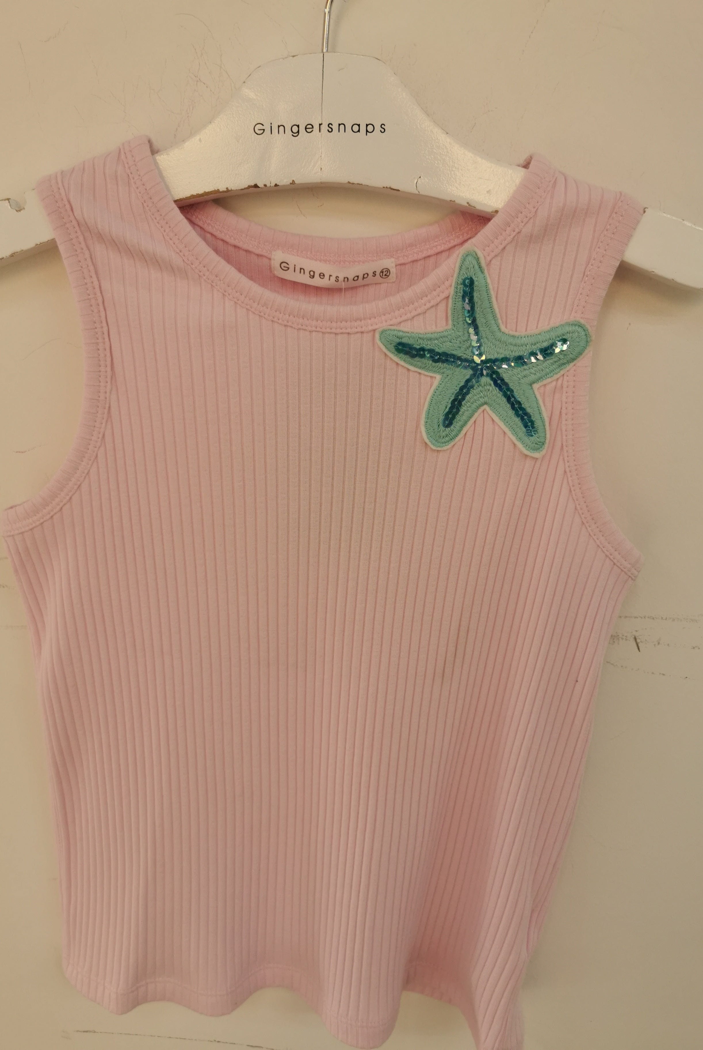 جينجرسنابس تانك توب بناتي كت مضلع سادة وردي فاتح