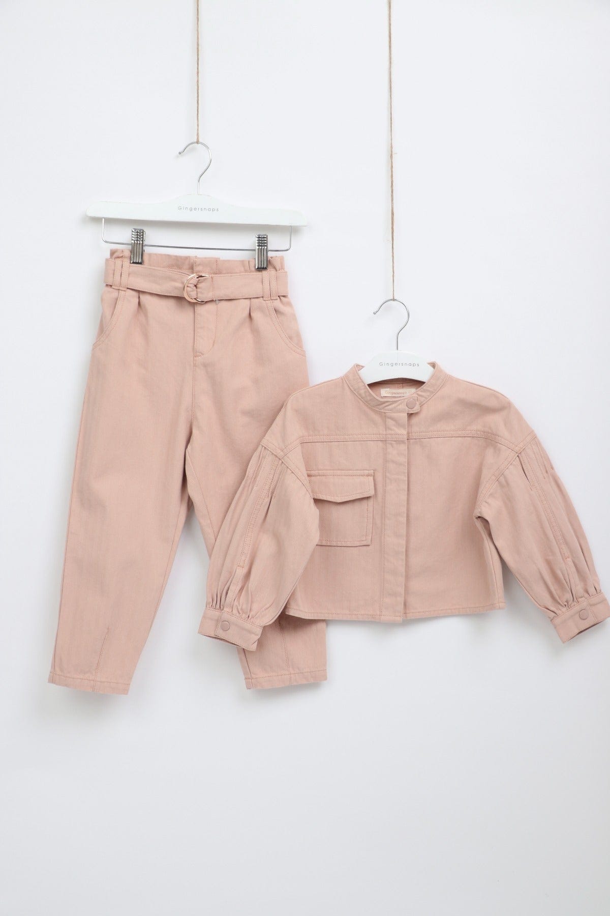جينجرسنابس طقم بناتي بنطلون سادة وبلوزة واسعة موف