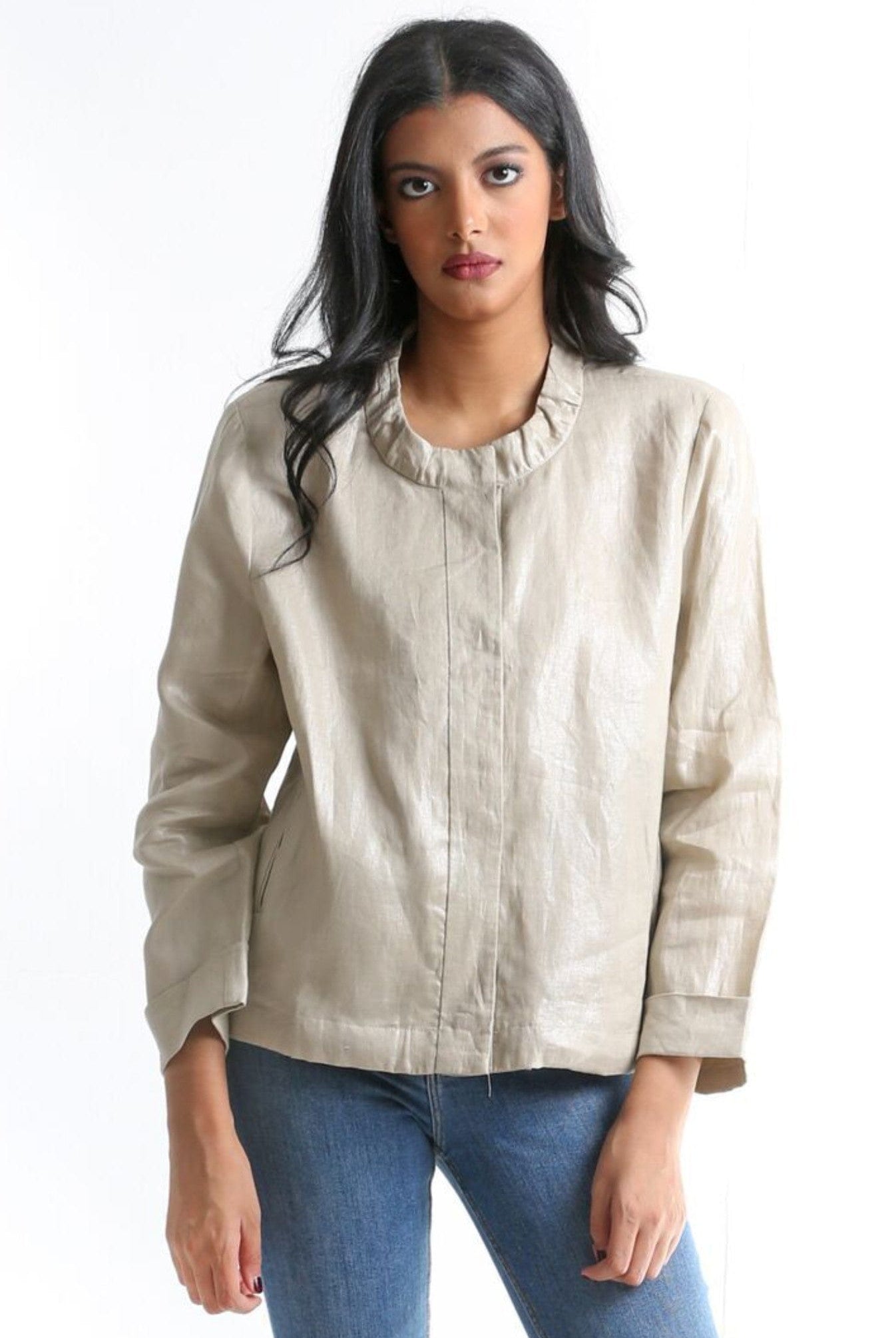 داليدرس جاكيت سادة واسع قصير كم طويل نسائي بيج