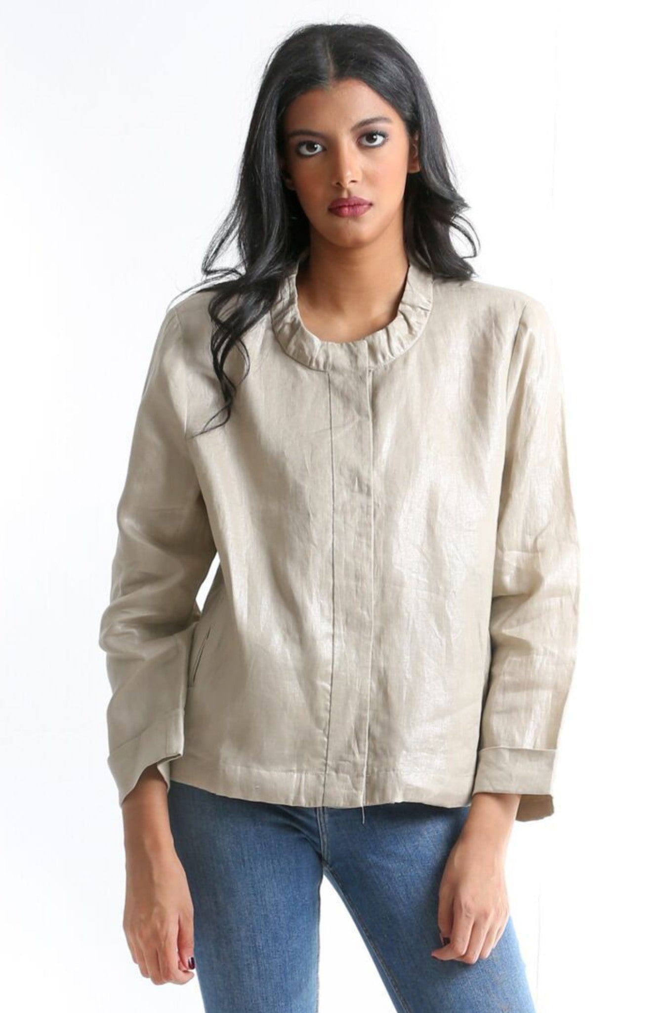 داليدرس جاكيت سادة واسع قصير كم طويل نسائي بيج