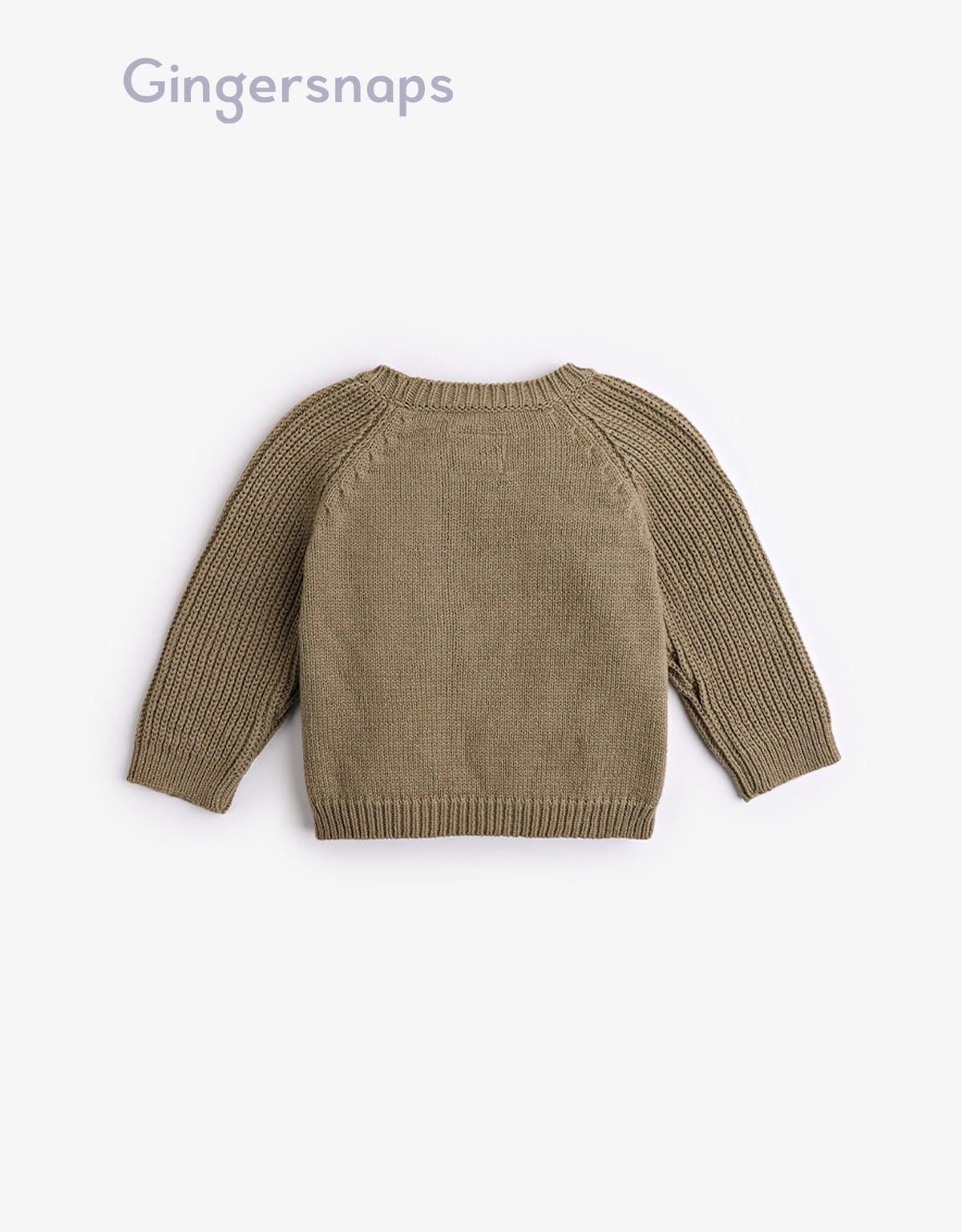 جينجرسنابس ستره صوف سادة للأولاد الرضع مخططة من الأكمام ورقبة واسعة أخضر