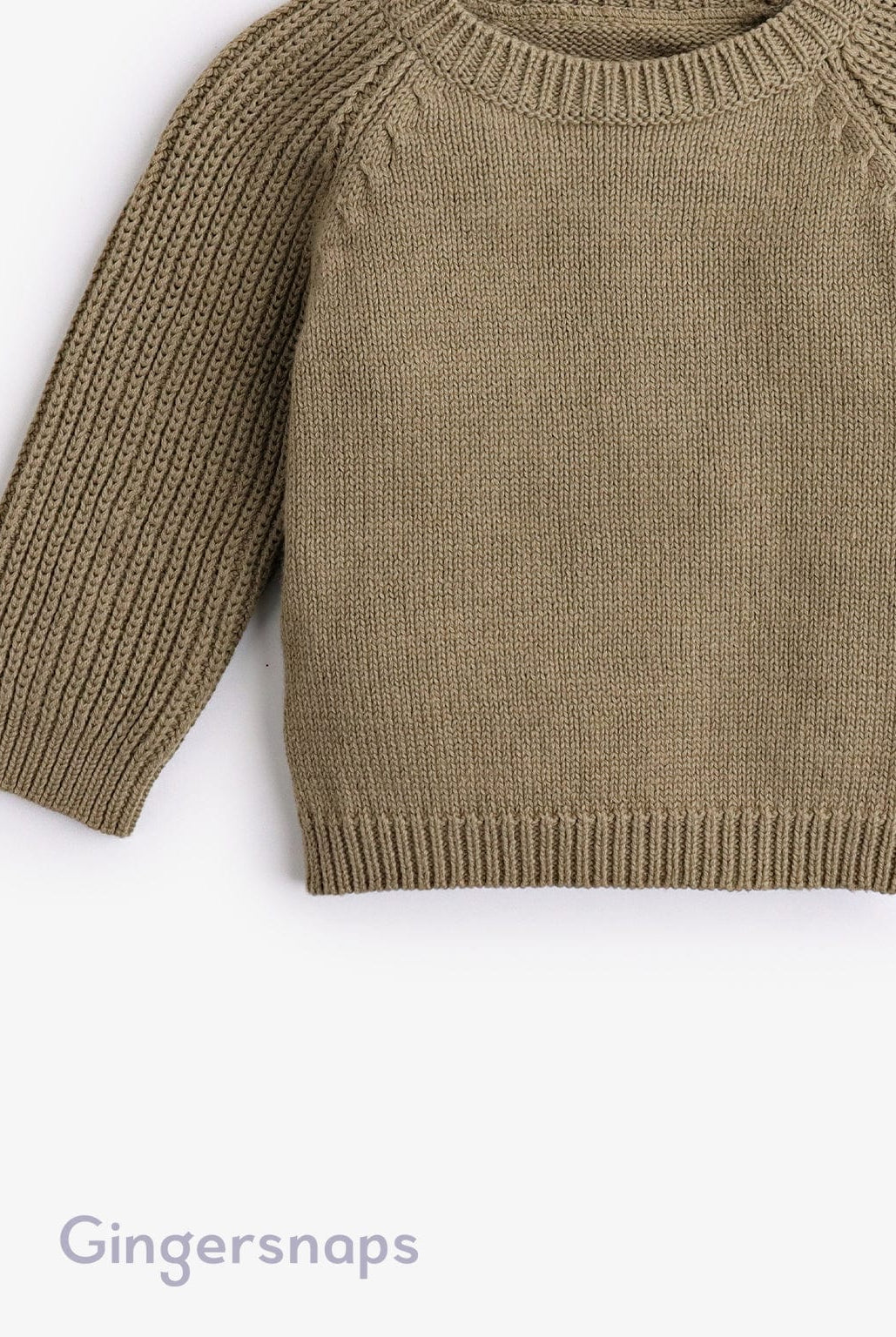 جينجرسنابس ستره صوف سادة للأولاد الرضع مخططة من الأكمام ورقبة واسعة أخضر