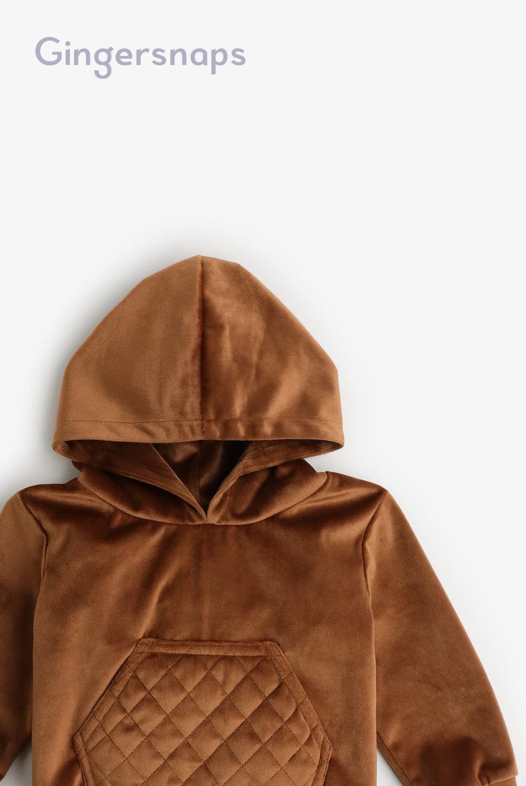 جينجرسنابس هودي بجيوب أمامية وقبعة كم طويل رضع ولادي بني