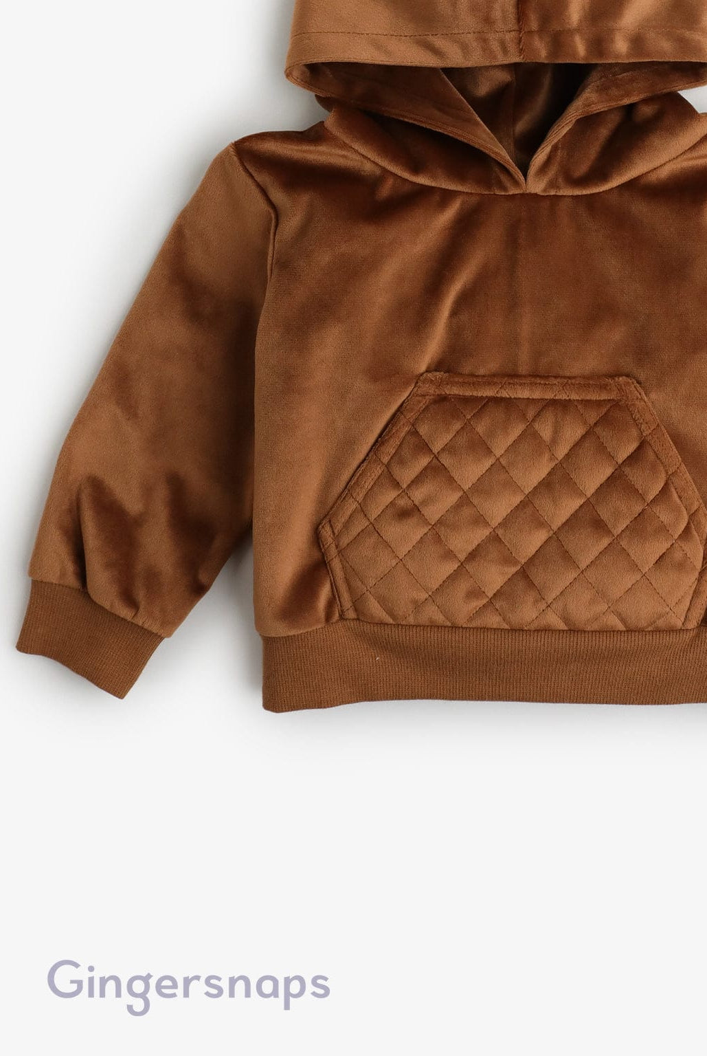 جينجرسنابس هودي بجيوب أمامية وقبعة كم طويل رضع ولادي بني