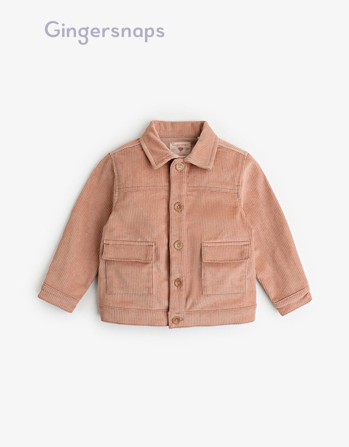 جينجرسنابس سترة رضع أولادي أزرار أمامية وجيوب كم طويل بيج