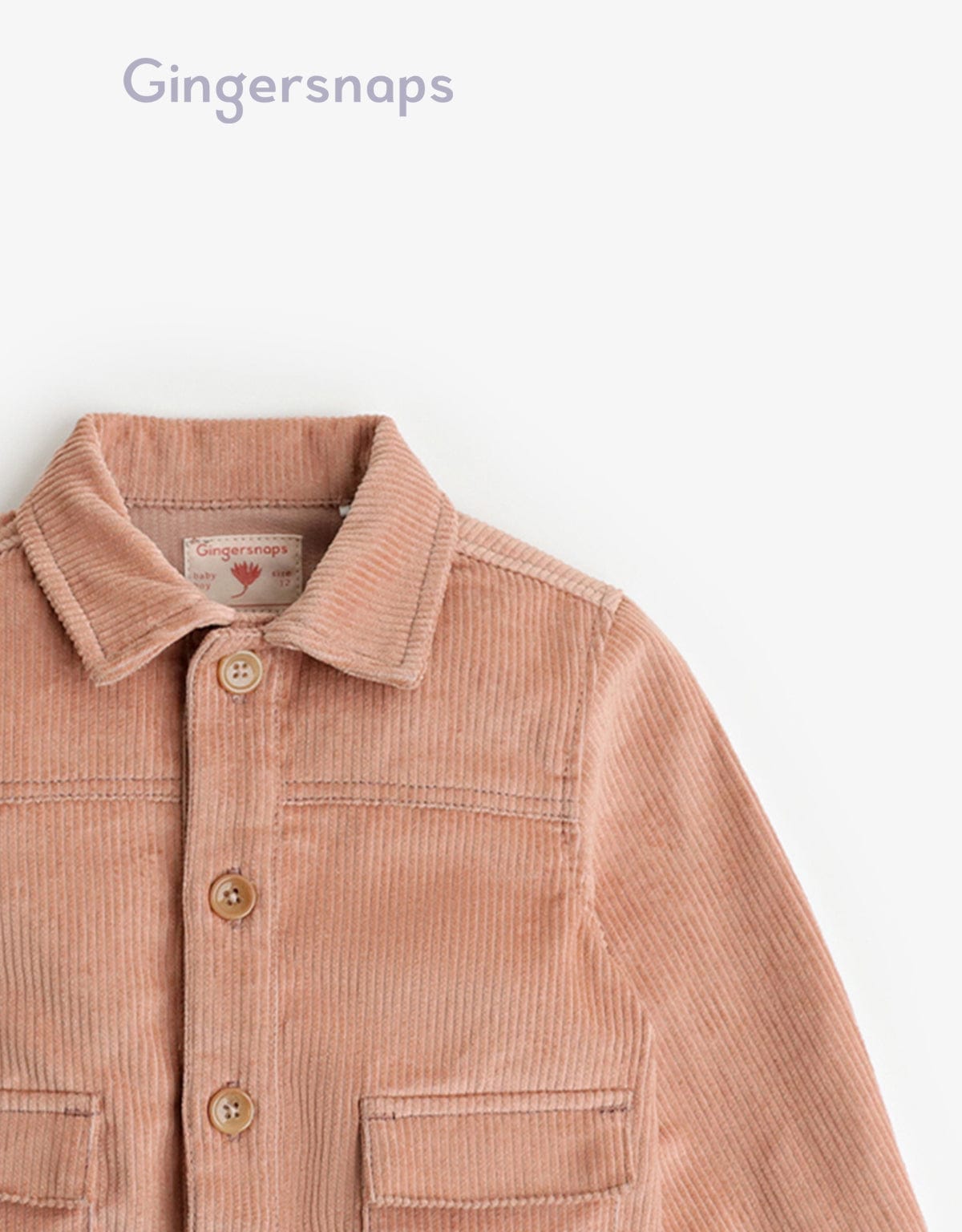 جينجرسنابس سترة رضع أولادي أزرار أمامية وجيوب كم طويل بيج