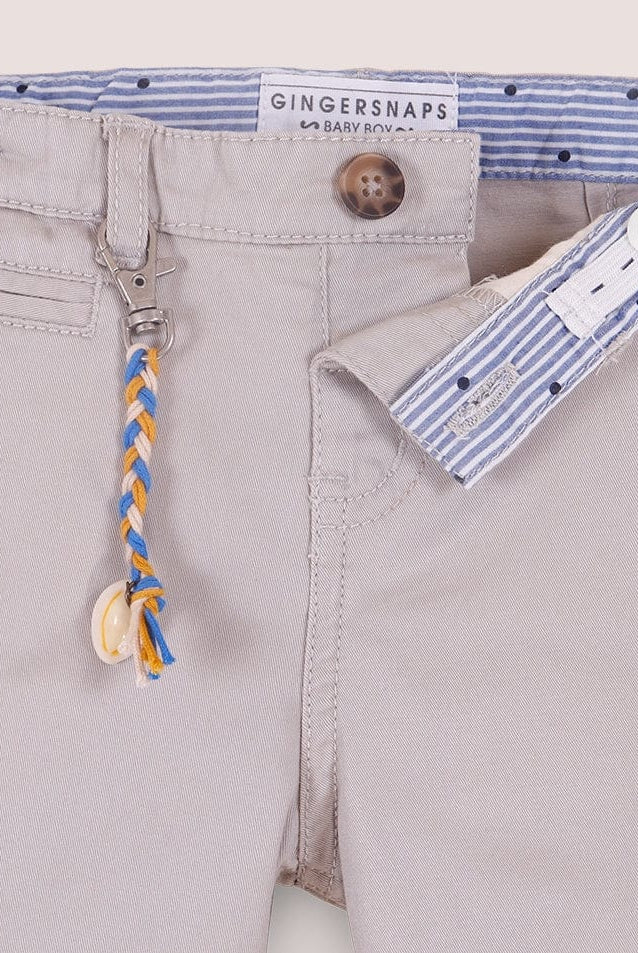 جينجرسنابس بنطلون اطفال رضع ولادي سادة مزين بميدالية رمادي