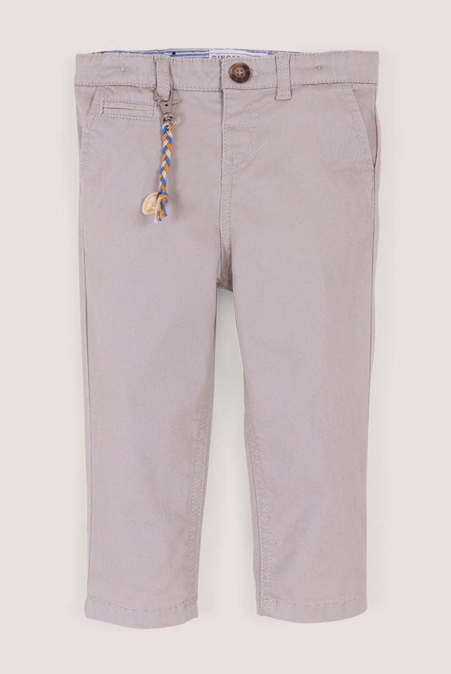 جينجرسنابس بنطلون اطفال رضع ولادي سادة مزين بميدالية رمادي