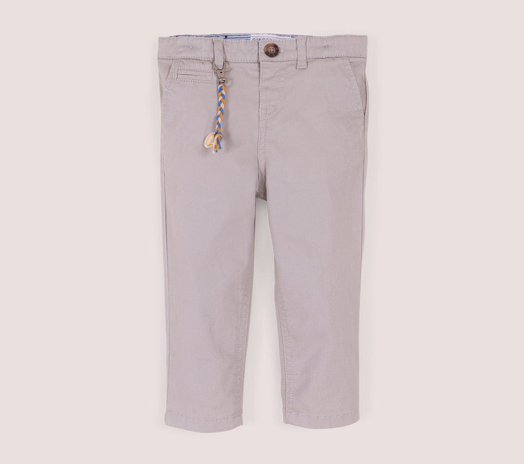 جينجرسنابس بنطلون اطفال رضع ولادي سادة مزين بميدالية رمادي