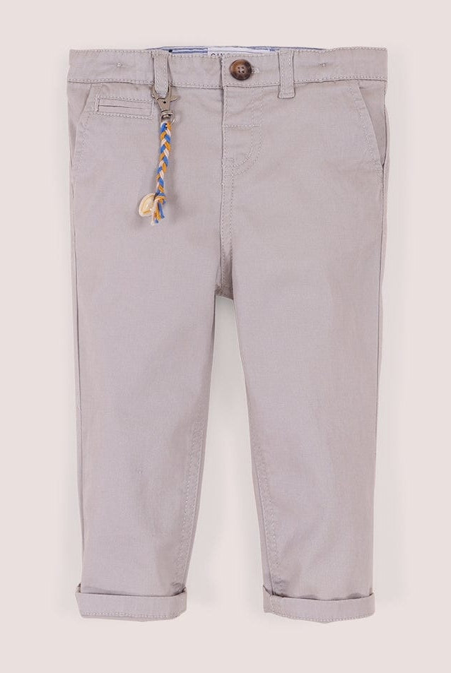 جينجرسنابس بنطلون اطفال رضع ولادي سادة مزين بميدالية رمادي