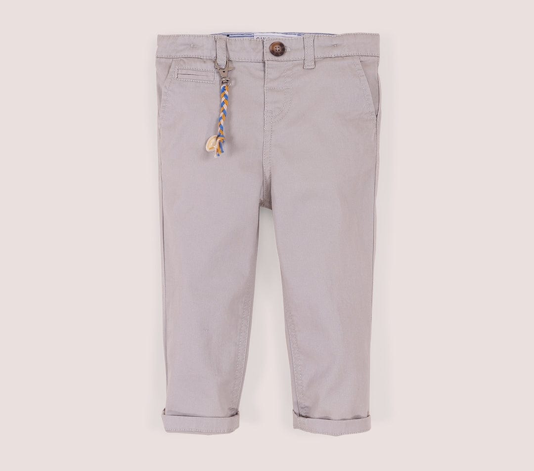 جينجرسنابس بنطلون اطفال رضع ولادي سادة مزين بميدالية رمادي