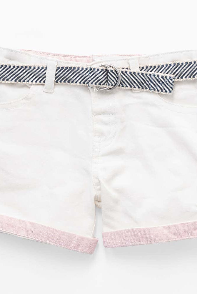 جينجرسنابس شورت جينز أبيض بحزام رضع ولادي أبيض