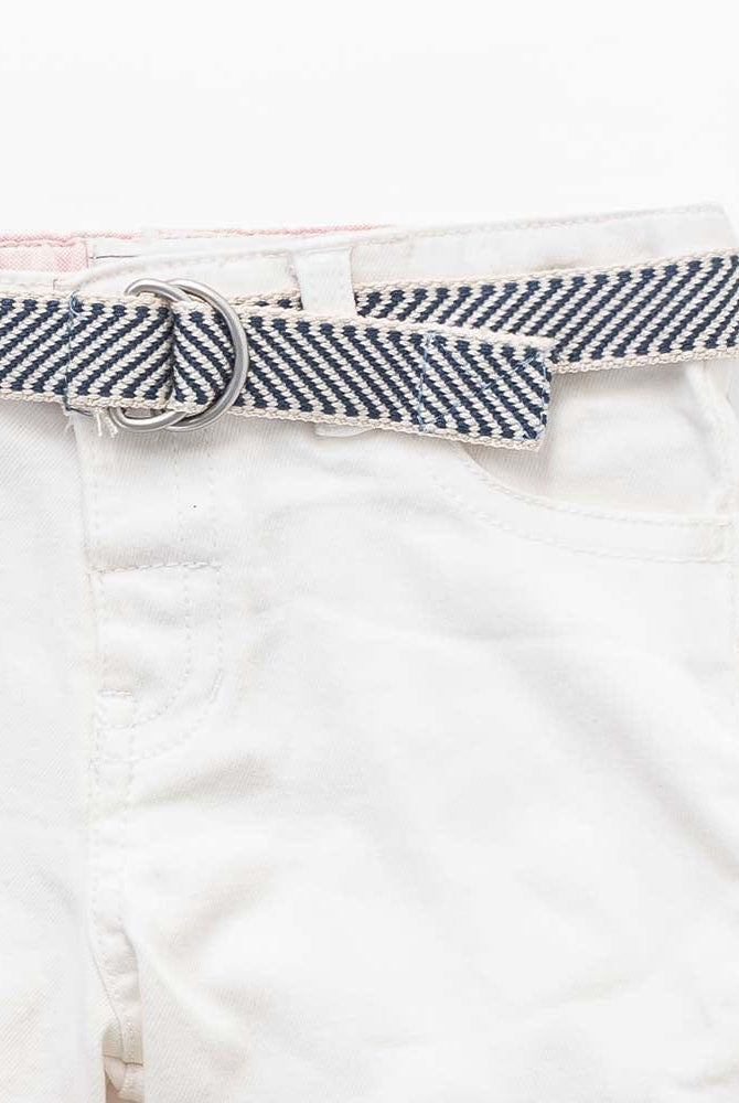 جينجرسنابس شورت جينز أبيض بحزام رضع ولادي أبيض