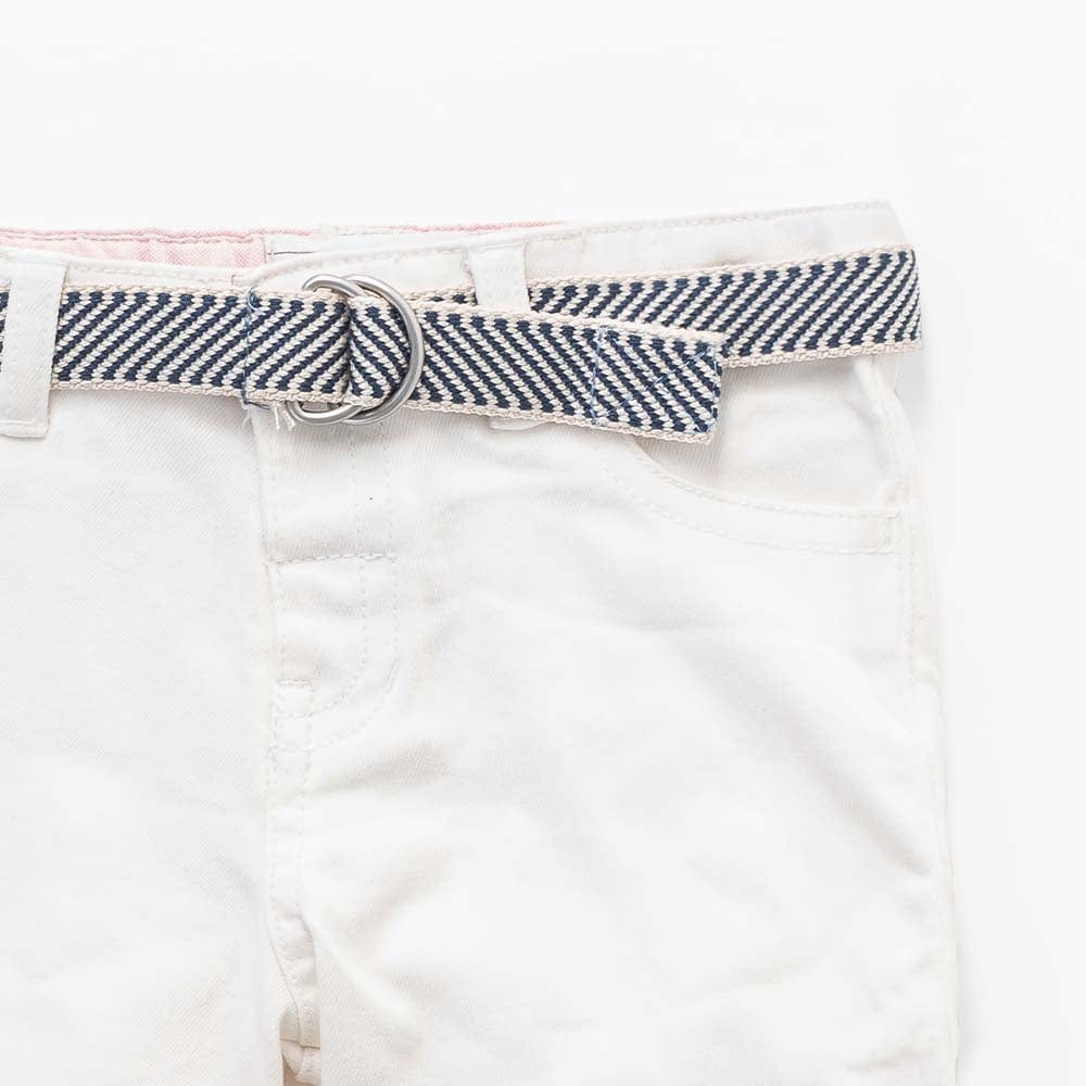 جينجرسنابس شورت جينز أبيض بحزام رضع ولادي أبيض